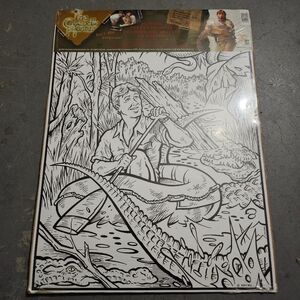 Vintage 2001 Fuzzy Velvet Poster Coloring Steve Irwin Crocodile Hunter Discovery